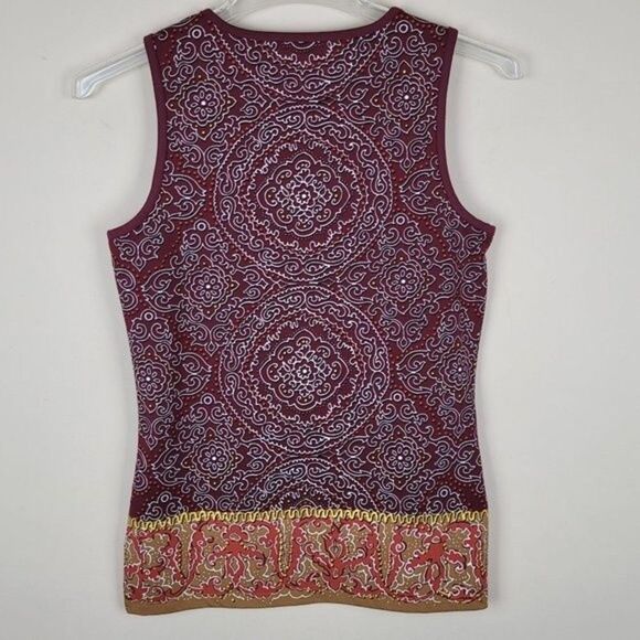 Athleta Burgundy Athletic Tank Top Multicolor Oriental Pattern Size XS - Picture 2 of 6